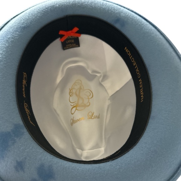 Steven Land Light Blue Camouflage Dyed Wool Fedora Large NWOT - Picture 4 of 6